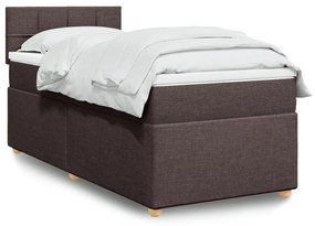 vidaXL Pat box spring cu saltea, maro închis, 100x200 cm, textil
