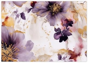 Tablou pe sticlă - Acuarelă flori (70x50 cm)