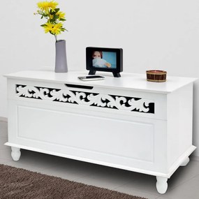 Ladă din lemn JERSEY, 80x40x48cm, alb Casaria