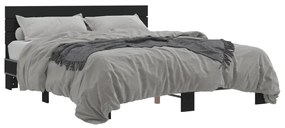 3280137 vidaXL Cadru de pat, negru, 160x200 cm, lemn prelucrat și metal