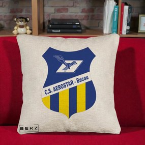 Perna Personalizata CS Aerostar Bacau Fotbal, 40x40 cm, Bej Canapea, Husa Detasabila, Perna Inclusa, BEKZ®