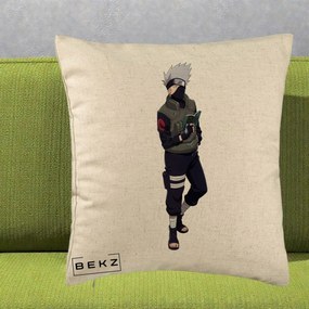 Perna Personalizata Naruto Kakashi Hatake Portret Complet, 40x40 cm, Bej, Husa Detasabila, Perna Inclusa, BEKZ®