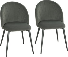 HOMCOM Set de 2 Scaune de Sufragerie din Catifea, Scaune de Bucătărie cu Spătar Curbat în Formă de Scoică, Picioare din Oțel, Stil Nordic, Scaune Tapițate pentru Bucătărie, Dormitor, Living, Gri | Aosom Romania