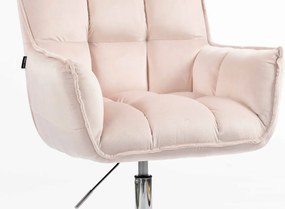 HR560N Scaun Catifea Roz Pudra cu Bază Cromata