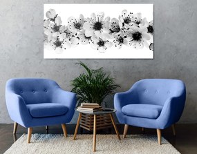 Tablou flori de cires alb-negru