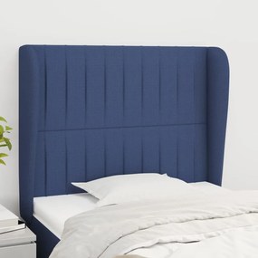 vidaXL Tăblie de pat cu aripioare, albastru, 83x23x118/128 cm, textil