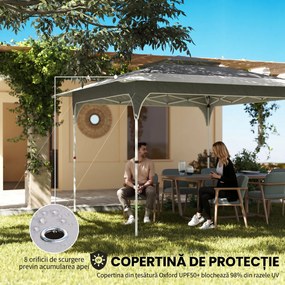 Outsunny Pavilion Pliabil 3.5x3.5 m Pop Up, Montare Ușoară cu Buton Central, Pavilion de Grădină Reglabil pe Înălțime cu Acoperiș Dublu, Geantă de Transport, UV50+, pentru Exterior, Gri Închis | Aosom Romania