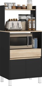 HOMCOM Mobilier pentru cuptor cu microunde, bufet de bucătărie cu dulap sertar raft superior, 60 x 40 x 131 cm stejar și negru | Aosom Romania