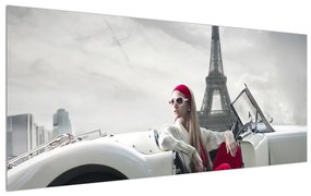 Tablou cu turnul Eiffel și mașina (120x50 cm), în 40 de alte dimensiuni noi