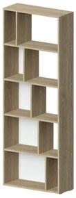 Biblioteca haaus Skip, Lemn Natural/Alb, 62 x 24 x 167 cm