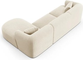 Colțar bej cu tapițerie din catifea (cu colț pe partea dreaptă/cu șezlong) Campi – Cosmopolitan Design