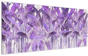Tablou - Frunze violet în tencuială (120x50 cm)