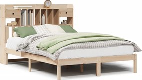 vidaXL Pat cu bibliotecă fără saltea, 140x200 cm, lemn masiv de pin