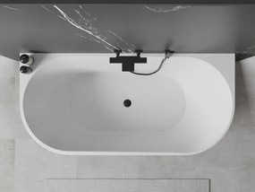 Mexen Oval cadă independentă pe perete 180 x 80 cm, albă, preaplin negru - 52671808000-70