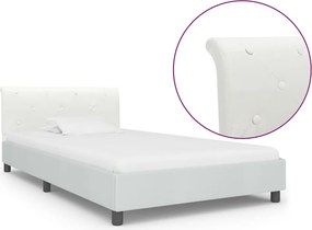 vidaXL Cadru de pat, alb, 90 x 200 cm, piele ecologică