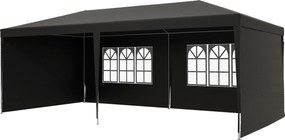 Outsunny Cort de grădină 6x3m cu 4 pereți laterali 2 ferestre vizibile Pergolă Gazebo exterior pentru petreceri evenimente Gri | Aosom Romania