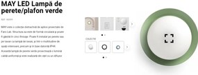 Mini Aplica LED de perete / tavan design modern IP44 MAY Green