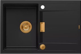Chiuveta compozit incastrata Quadron Unique Oven negru carbon - cupru 76x50 cm