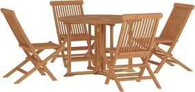 vidaXL Set de mobilier de exterior pliabil, 5 piese, lemn masiv de tec