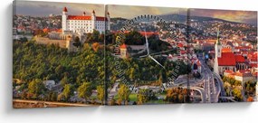 Tablou - Panorama bratislavei, Slovacia (cu ceas) (90x30 cm)