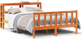 vidaXL Cadru de pat cu tăblie, maro ceruit, 140x200 cm, lemn masiv pin