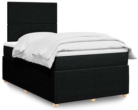 vidaXL Pat box spring cu saltea, negru, 120x200 cm, textil