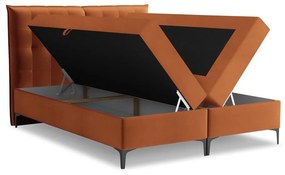 Pat boxspring teracotă cu spațiu de depozitare 140x200 cm Mikana – Makamii