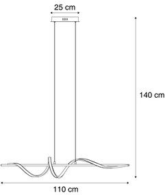 Lampă suspendată de design neagră 110cm incl. LED cu 3 trepte de intensitate luminoasă - Wokkel