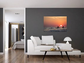 Tablou cu canoiști în apus de soare (90x60 cm)
