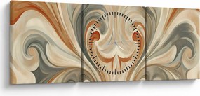 Tablou - Vârtejuri în culori pământii (cu ceas) (90x30 cm)
