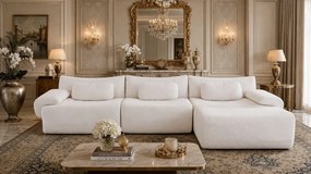 VELORA – Canapea Modulară din Chenille Premium, din spumă de înaltă densitate, L-Shape, 3 perne, Ultra Confort & Design Reconfigurabil, Bej