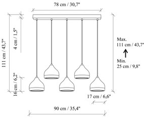 Lustră pe cablu YILDO 5xE27/40W/230V alb/auriu