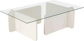 Masuta cafea FLAVIO, alb/transparent, PAL/sticla, 105x65x30 cm