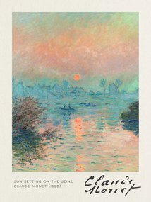 Artă imprimată Sun Setting on the Seine - Claude Monet, (30 x 40 cm)