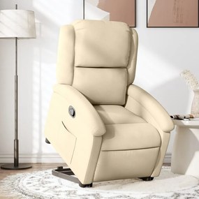 vidaXL Fotoliu rabatabil cu ridicare pe verticală, crem, textil