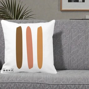 Perna Decorativa Abstract Linii Terracotta, 40x40 cm, Alba Mata, Husa Detasabila, Perna Inclusa, BEKZ®