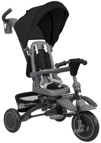 AIYAPLAY Triciclu Pliabil pentru Copii 6 în 1 cu Mâner Reglabil pentru Părinți și Acoperiș pentru Vârstele 1-5, Negru | Aosom Romania