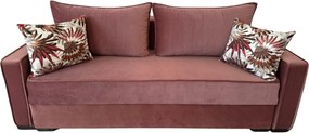 Canapea LARISA extensibila, 3 locuri, cu lada de depozitare, catifea roz, 220x95x85 roz, Catifea