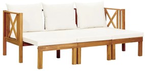 vidaXL Bancă grădină cu 3 locuri & perne, 179 cm, lemn masiv acacia