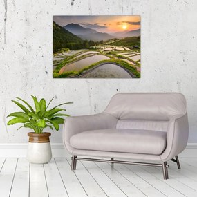 Tablou pe sticlă - Terase de orez (70x50 cm)