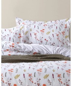 Lenjerie de pat albă din bumbac ranforcé pentru pat dublu, extinsă 240x220 cm Floral Dance Autumn – Mila Home Luxury