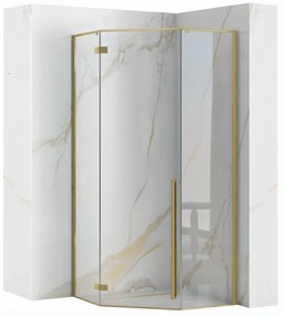 Cabina de dus pentagonala Rea Diamond cu usa batanta 90x90 auriu periat