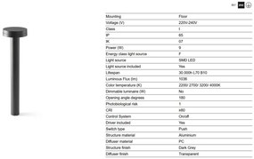 Stalp LED iluminat exterior IP65 ESPO H-60cm gri