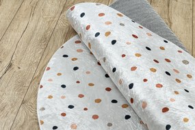 BAMBINO 47890 rotund covor lavabil Puncte pentru copii anti-alunecare - alb / maro