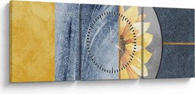 Tablou - Forme și flori (cu ceas) (90x30 cm)