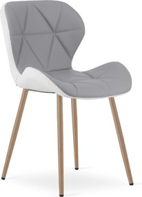 Scaun de dining MANGO din piele ecologica, gri-alb