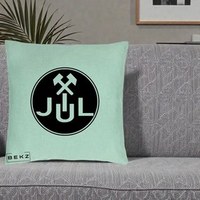 Perna Personalizata JUL Jiul Lupeni Fotbal, 40x40 cm, Verde Menta, Husa Detasabila, Perna Inclusa, BEKZ®
