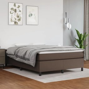 3121044 vidaXL Cadru de pat, maro, 140x190 cm, piele ecologică