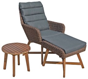 Set fotoliu, taburet și măsuță de grădină maro Caliva - Garden Pleasure