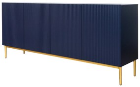 Comodă Nicole 200 cm - MDF albastru închis / picioare aurii